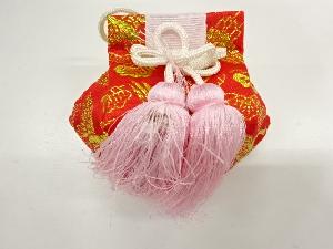 リサイクル　鶴に笠松模様織出しお守り袋